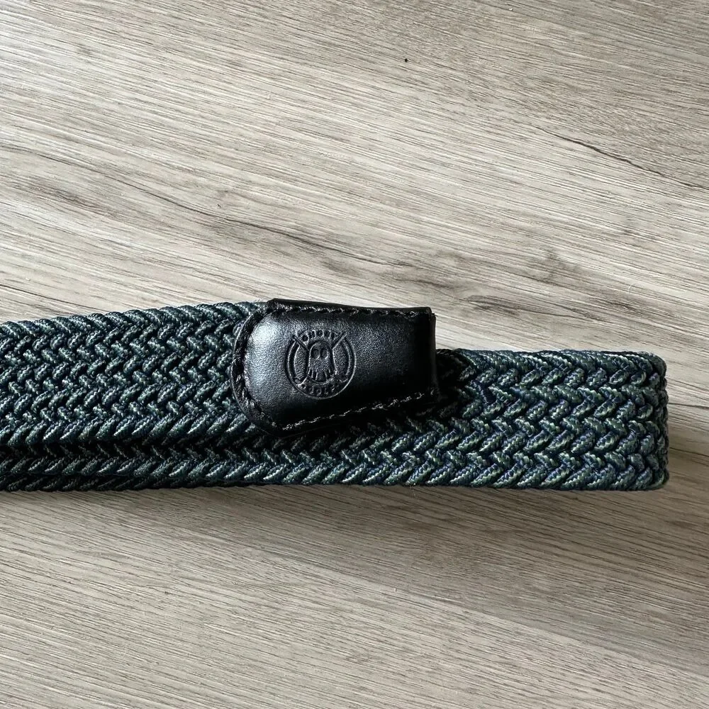 Ghost Golf Xander Men's Woven Stretch Belt - Navy Blue & Green Black Hardware